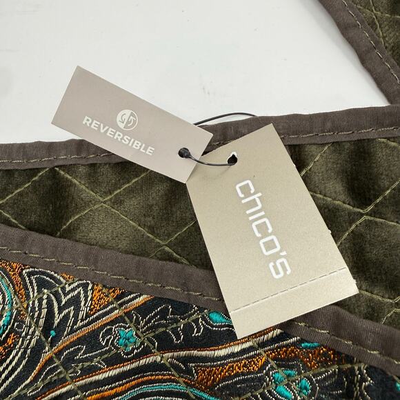 Chico\'s Wrap Belt Womens SZ Small NWT quilt paisley obi Embroidered Olive Grove main image 13